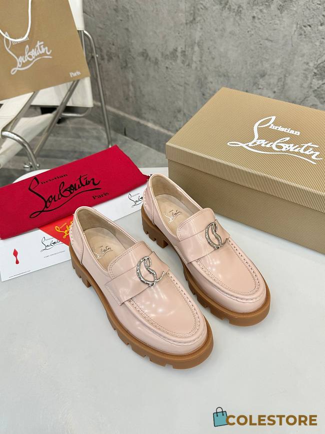 Colestore Louboutin CL Moc Lug Loafers - Abrasivato calf leather - Light Pink  - Women - 1