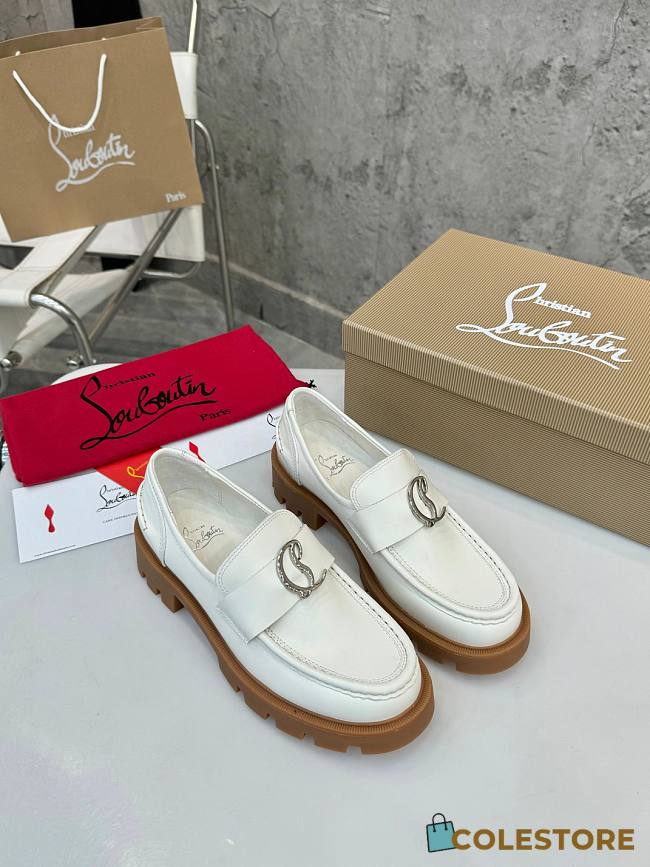 Colestore Louboutin CL Moc Lug Loafers - calf leather - White - Women - 1