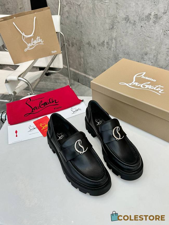 Colestore Louboutin CL Moc Lug Loafers - calf leather - Black - Women - 1