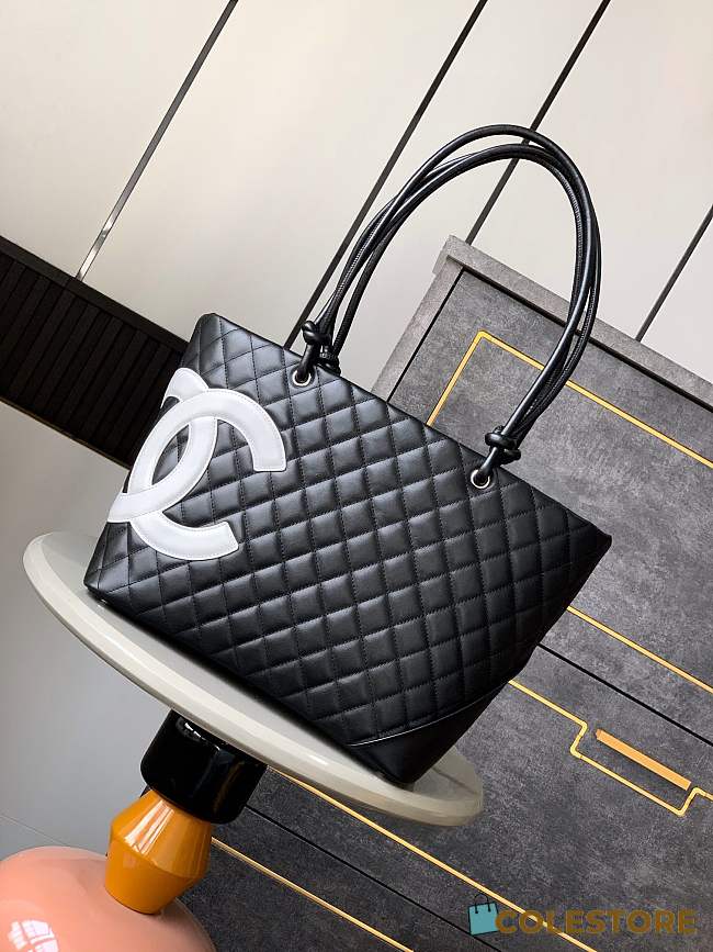 Colestore Chanel Cambon Large Tote Bag Black 30x25x15cm - 1