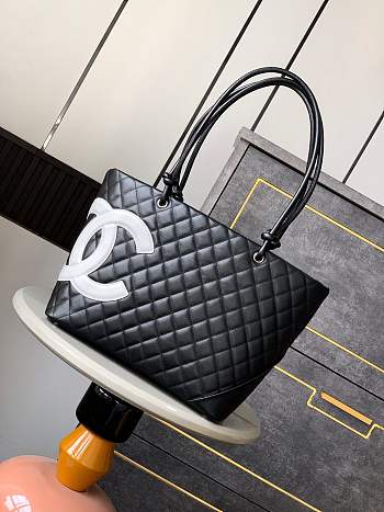 Colestore Chanel Cambon Large Tote Bag Black 30x25x15cm