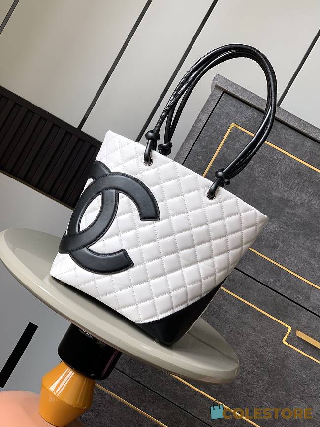 Colestore Chanel Cambon Medium Tote Bag White 24x20x8cm - 1