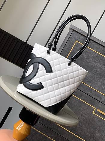 Colestore Chanel Cambon Medium Tote Bag White 24x20x8cm