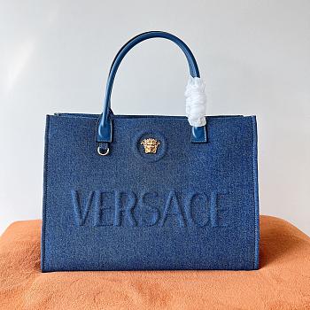 Colestore Versace La Medusa Denim Large Tote Bag Blue 40x16x29cm
