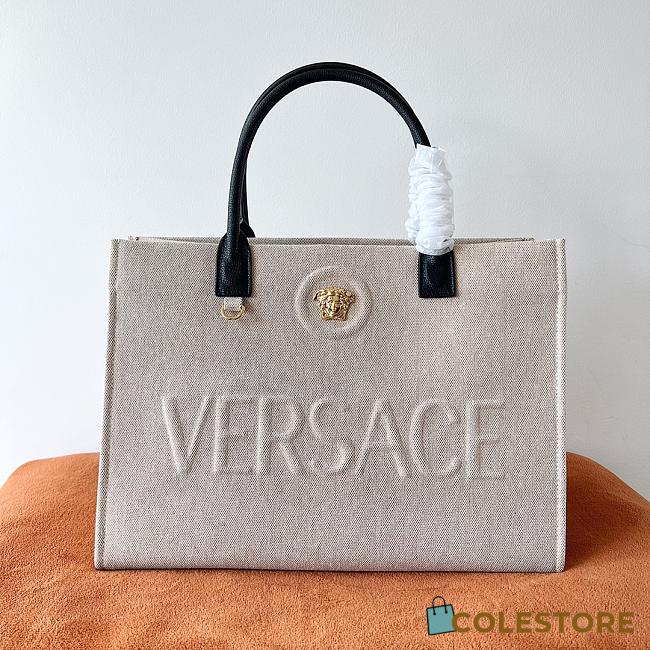 Colestore Versace La Medusa Denim Large Tote Bag Beige 40x16x29cm - 1
