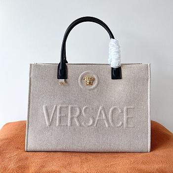 Colestore Versace La Medusa Denim Large Tote Bag Beige 40x16x29cm