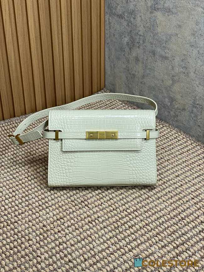 Colestore YSL Saint Laurent Ysl Manhattan Bag Crocodile Leather White 29x20x7.5cm - 1