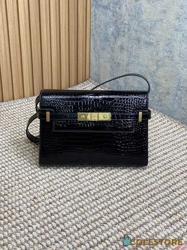 Colestore YSL Saint Laurent Ysl Manhattan Bag Crocodile Leather Black 24x6x17.5cm - 1