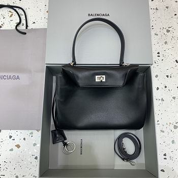 Colestore Balenciaga Women's Medium Rodeo Leather Handbag Silver Hardware Black 35x23x11cm