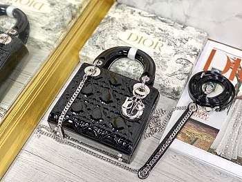 Colestore Dior Lady Dior Black Shiny Silver Hardware 17×7×15 cm