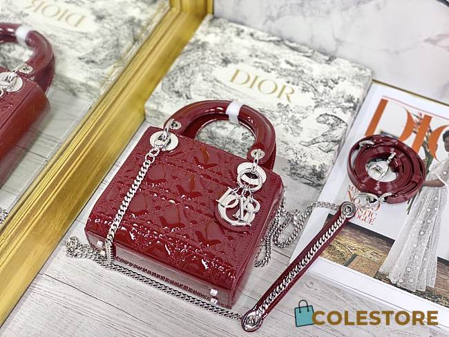 Colestore Dior Lady Dior Rouge Shiny Silver Hardware 17×7×15 cm - 1