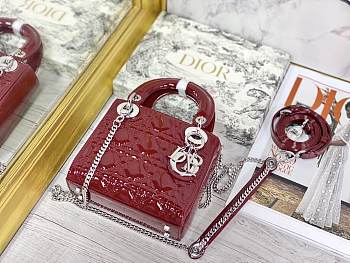 Colestore Dior Lady Dior Rouge Shiny Silver Hardware 17×7×15 cm