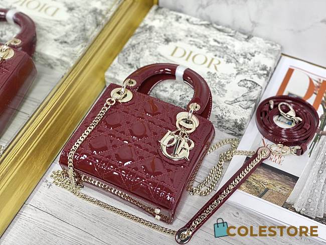 Colestore Dior Lady Dior Rouge Shiny Gold Hardware 17×7×15 cm - 1