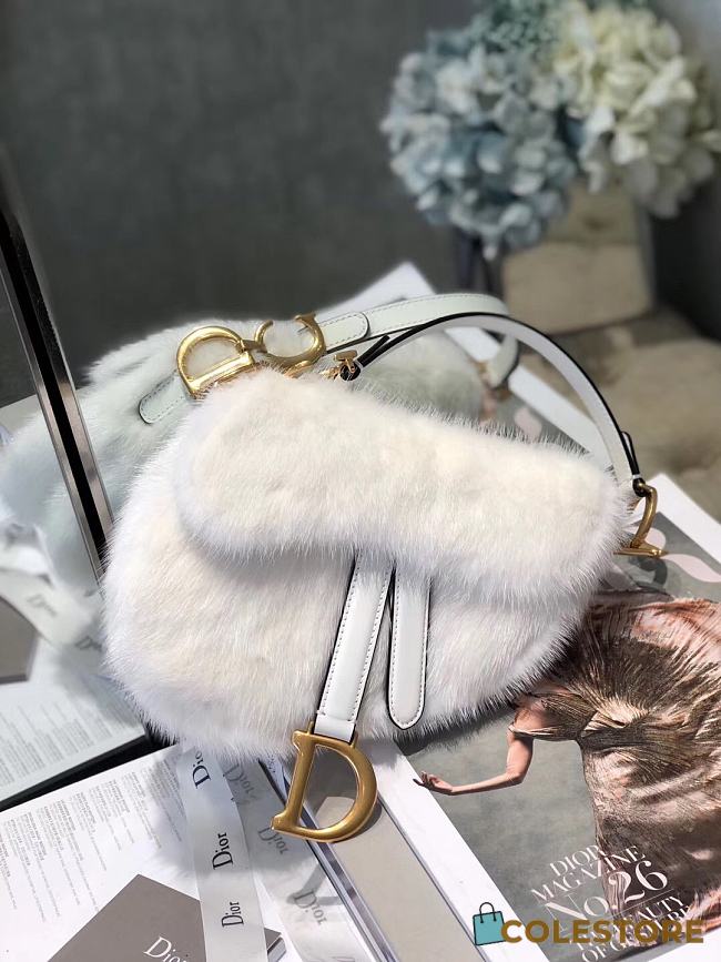 Colestore Dior Saddle Bag White Fur  - 1