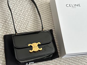 Women Celine Teen Garance Bag In Patent Calfskin Shiny Leather Black 18cm