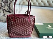 Colestore Goyard Anjou Tote Bag In Chevroches Calfskin And Ine Canvas Rouge 20*19cm - 2