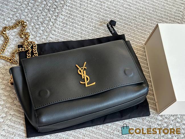 Colestore Kate Medium Reversible Chain Bag Black Leather 28 cm - 1