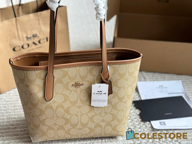 Colestore Coach Mini City Tote In Signature Canvas Beige 23.21 cm - 1