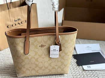Colestore Coach Mini City Tote In Signature Canvas Beige 23.21 cm