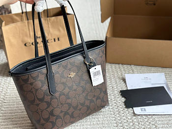 Colestore Coach Mini City Tote In Signature Canvas Black 23.21 cm