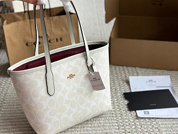 Colestore Coach Mini City Tote In Signature Canvas White 23.21 cm