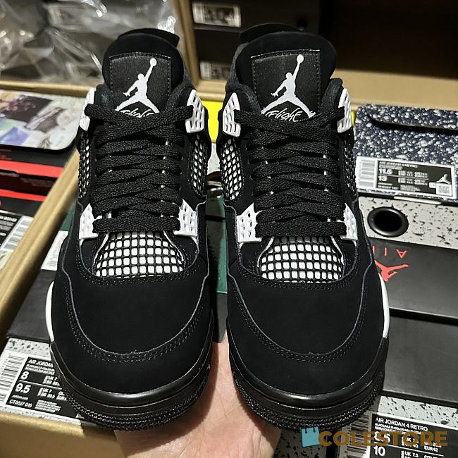 Colestore Nike Air Jordan 4 Retro Black White Thunder  - 1