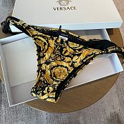 Colestore Versace Barocco Printed Triangle Bikini Top with Bottom Black Gold Swimwear Medusa Amplified Print  - 2
