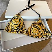 Colestore Versace Barocco Printed Triangle Bikini Top with Bottom Black Gold Swimwear Medusa Amplified Print  - 3