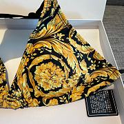 Colestore Versace Barocco Printed Triangle Bikini Top with Bottom Black Gold Swimwear Medusa Amplified Print  - 5
