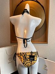 Colestore Versace Barocco Printed Triangle Bikini Top with Bottom Black Gold Swimwear Medusa Amplified Print  - 6