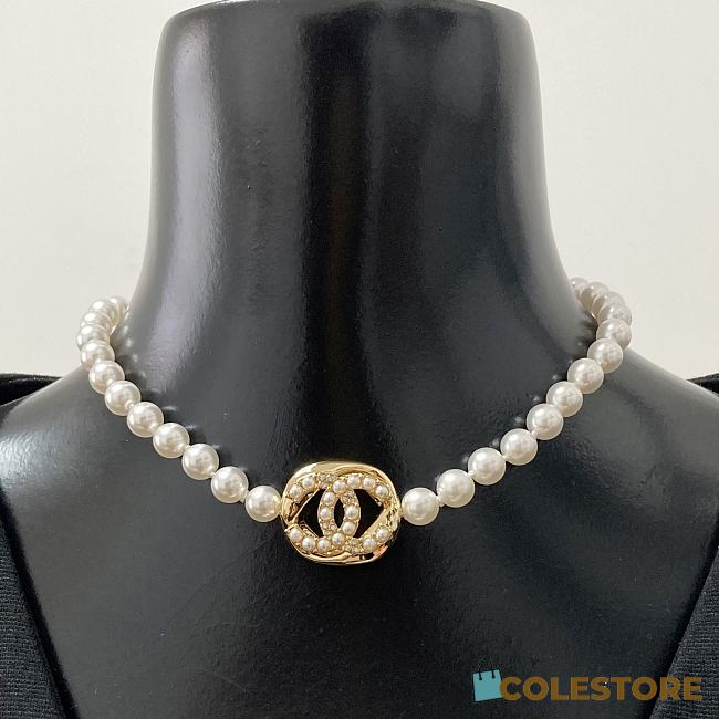 Colestore Chanel Pearl Necklace Gold  - 1