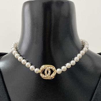 Colestore Chanel Pearl Necklace Gold 