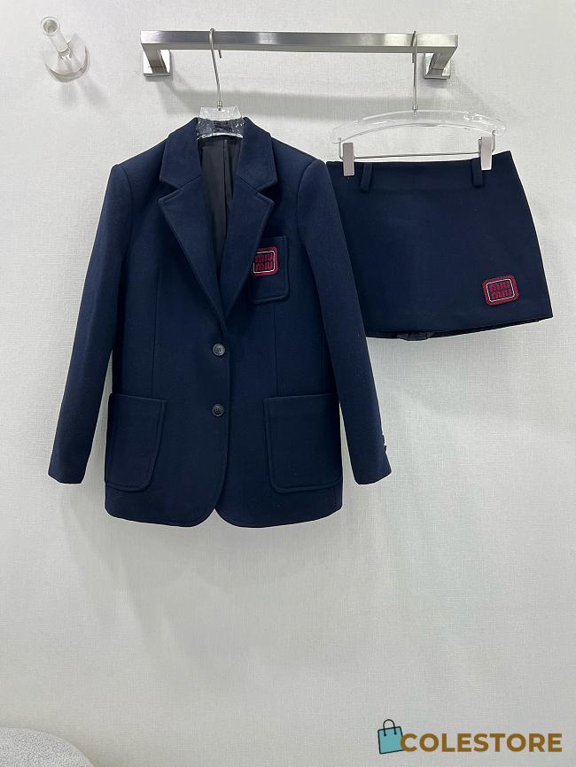 Colestore Single-breasted mohair jacket Navy Blue With red - 1