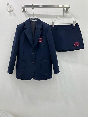 Colestore Single-breasted mohair jacket Navy Blue With red