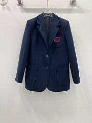 Colestore Single-breasted mohair jacket Navy Blue With red - 3