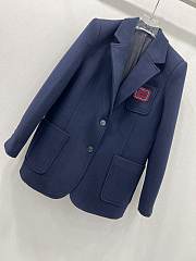 Colestore Single-breasted mohair jacket Navy Blue With red - 2