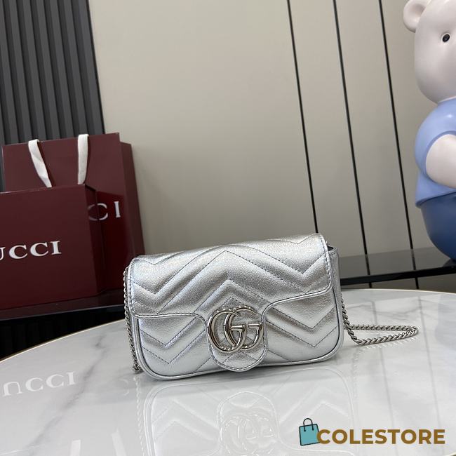 Colestore Gucci Marmont Mini Silver 16.5x10x4.5cm  - 1