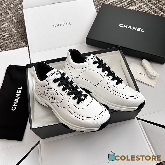 Colestore Chanel 25 Cruise White & Black Cotton Sneakers - 1