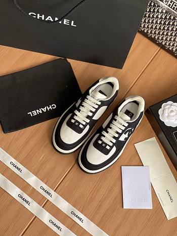 Colestore Chanel Black White CC Logo Suede Sneakers