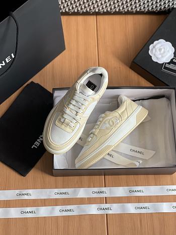 Colestore Chanel Beige White CC Logo Suede Sneakers