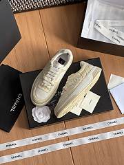Colestore Chanel Beige White CC Logo Suede Sneakers - 5