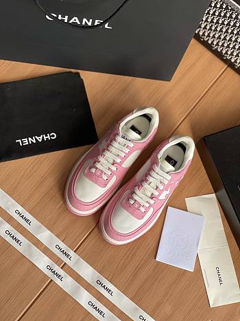 Colestore Chanel Pink White CC Logo Suede Sneakers