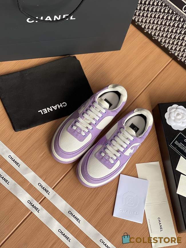 Colestore Chanel Purple White CC Logo Suede Sneakers - 1