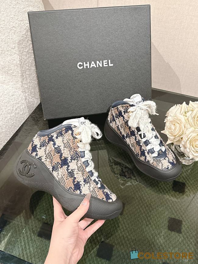 Colestore Chanel Tweed Sneaker Brown - 1