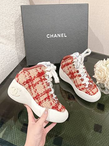 Colestore Chanel Tweed Red Boots