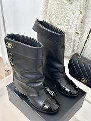 Colestore Chanel Knee Boots Leather Black - 4