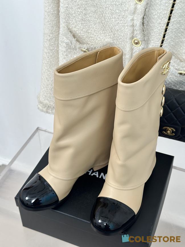 Colestore Chanel Knee Boots Beige - 1