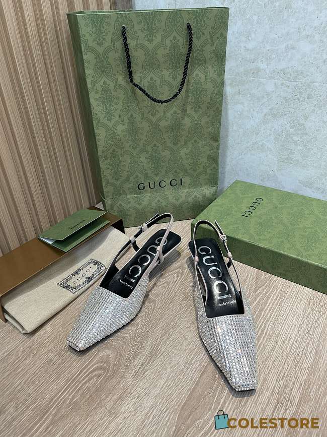 Colestore Gucci Women's Square Toe Pumps Silver Shining  - 1