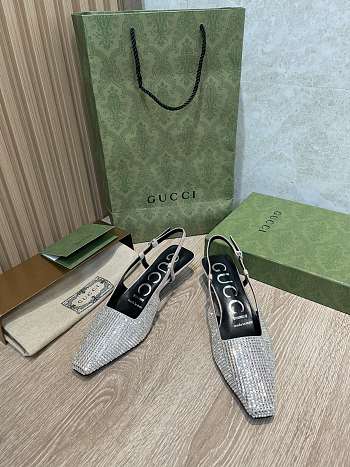 Colestore Gucci Women's Square Toe Pumps Silver Shining 