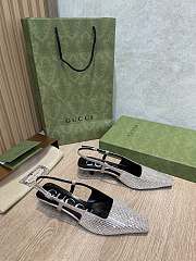 Colestore Gucci Women's Square Toe Pumps Silver Shining  - 6